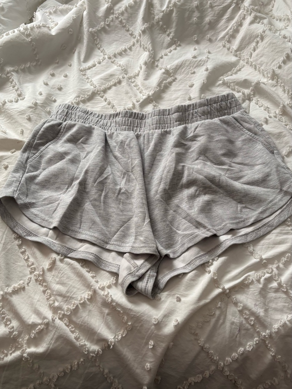 Women's Light Gray Athletic Lounge Shorts with Elastic Waist